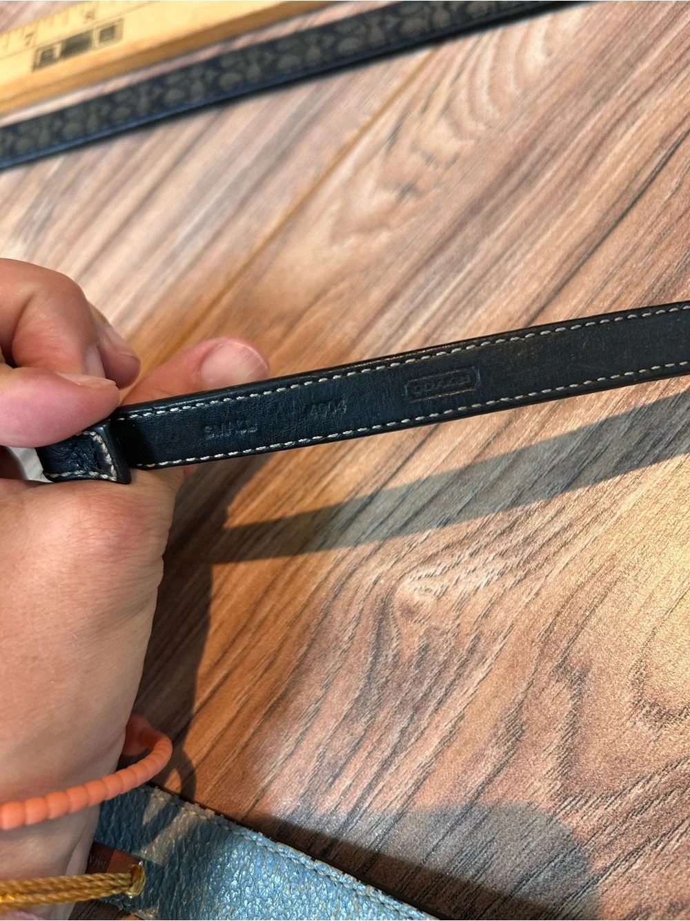 Coach Gray and Black Leather Key Straps with Logo Charm